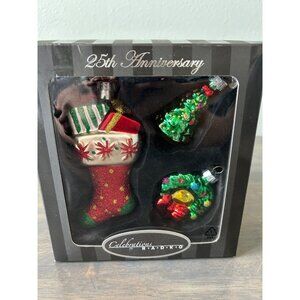 Christopher Radko 25th Anniversary Christmas Ornaments Set of three in box